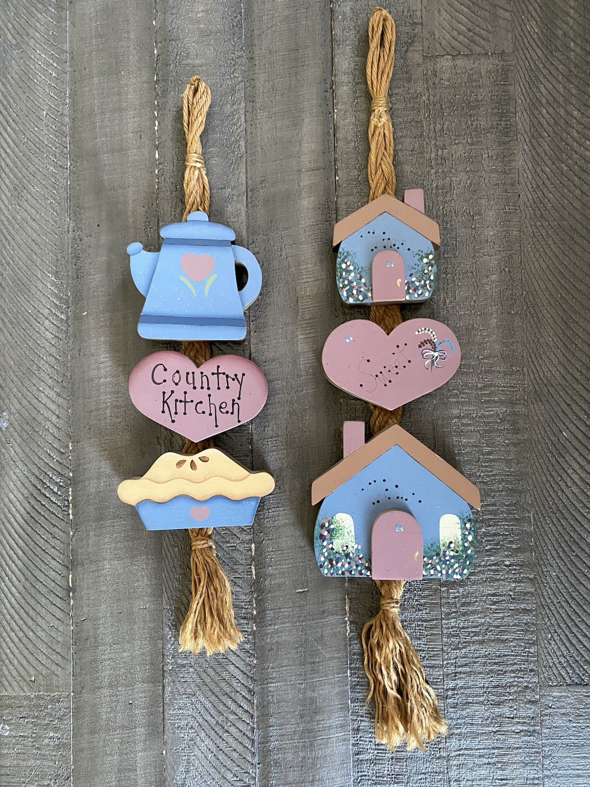Vintage 80s Country Kitchen Home Sweet Home Wooden Wall Decor Cottagecore Rustic
