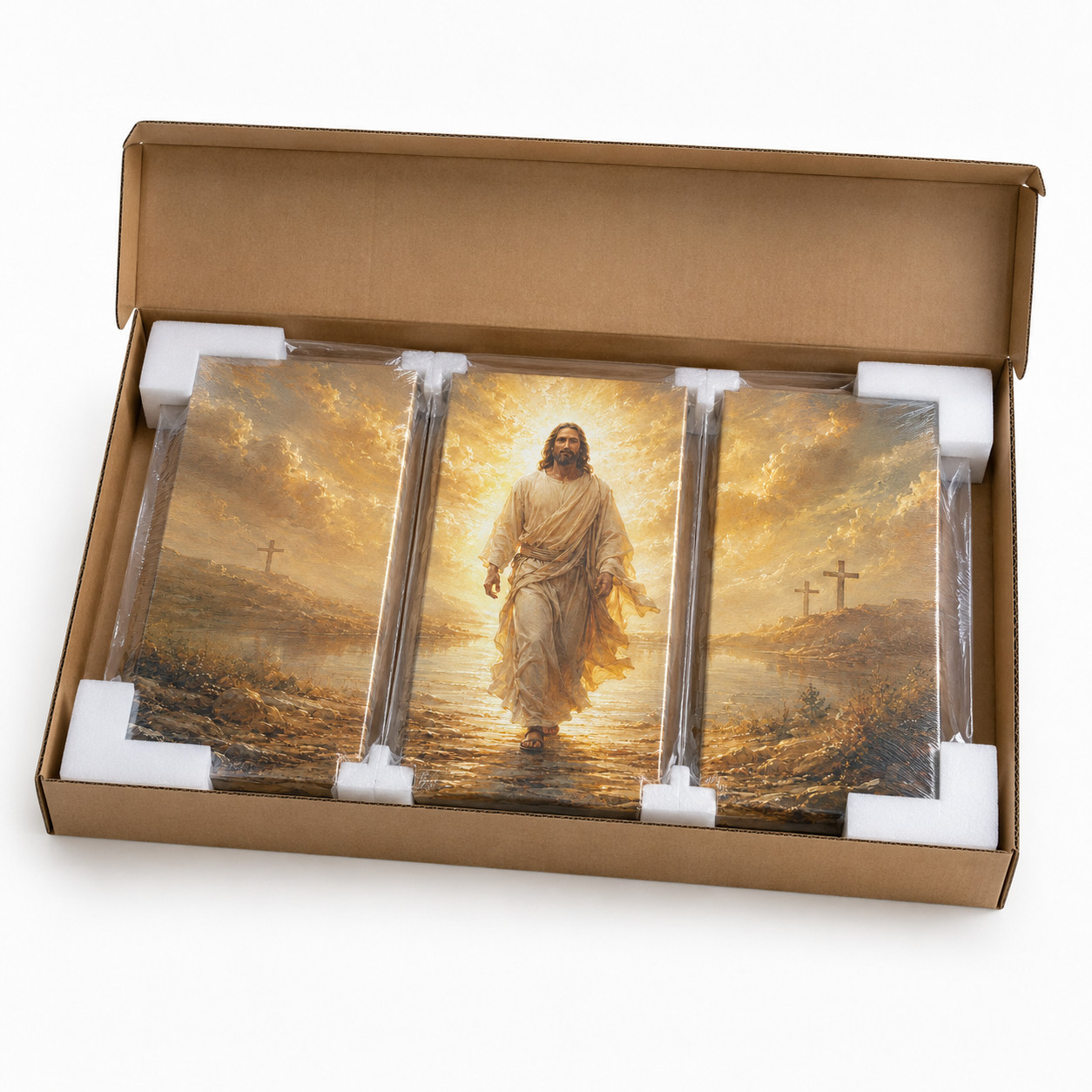 Jesus 3 Piece Canvas Wall Art Resurrection Christian Home Decor Triptych Picture