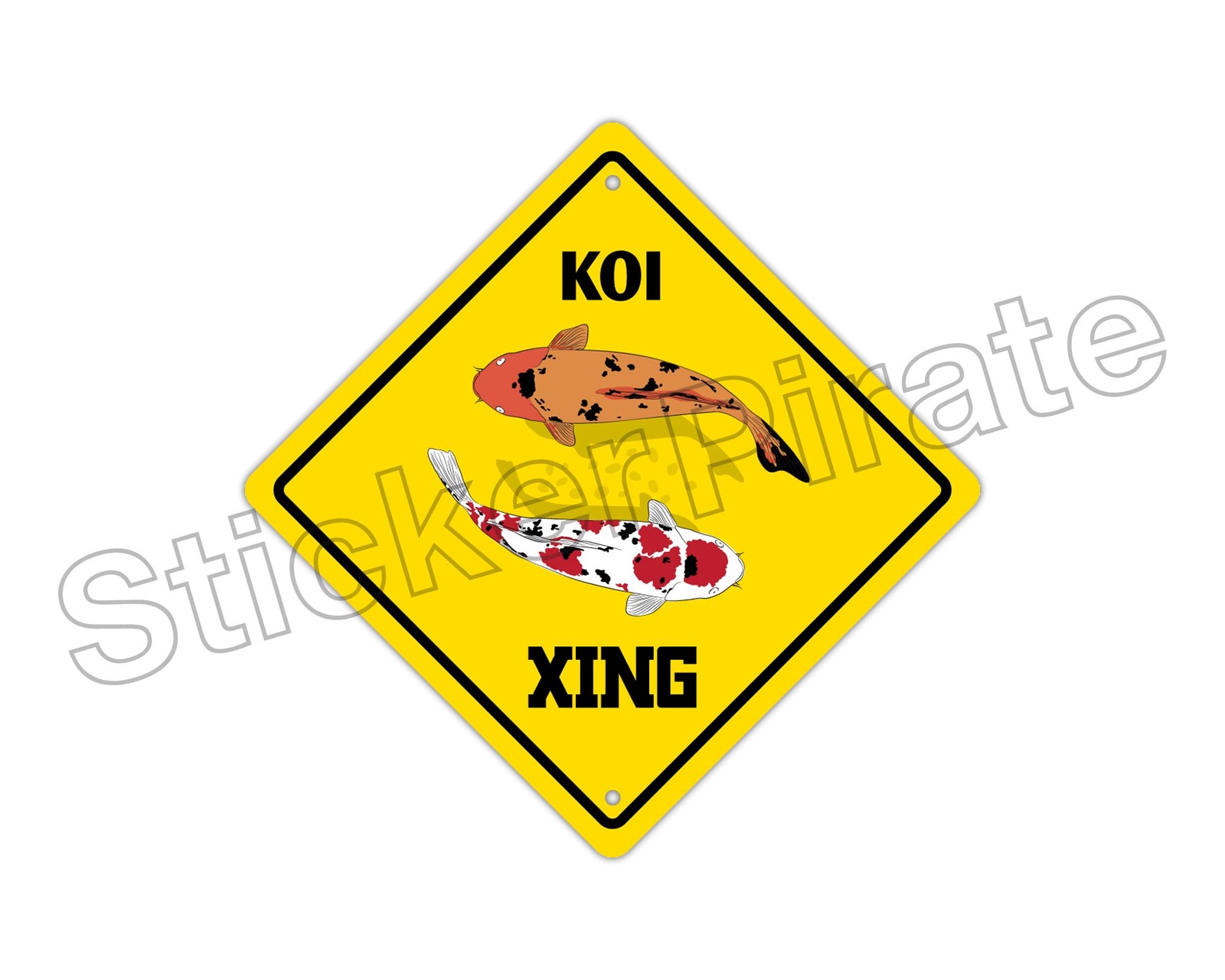*Aluminum* Koi Crossing Funny Metal Novelty Sign 12″x12″