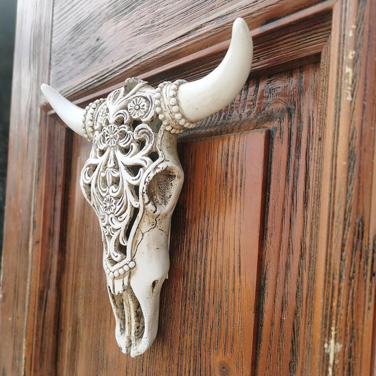 Cow Head Wall Decor Ox Head Skull Statue Wall Hanging Practical Artistic