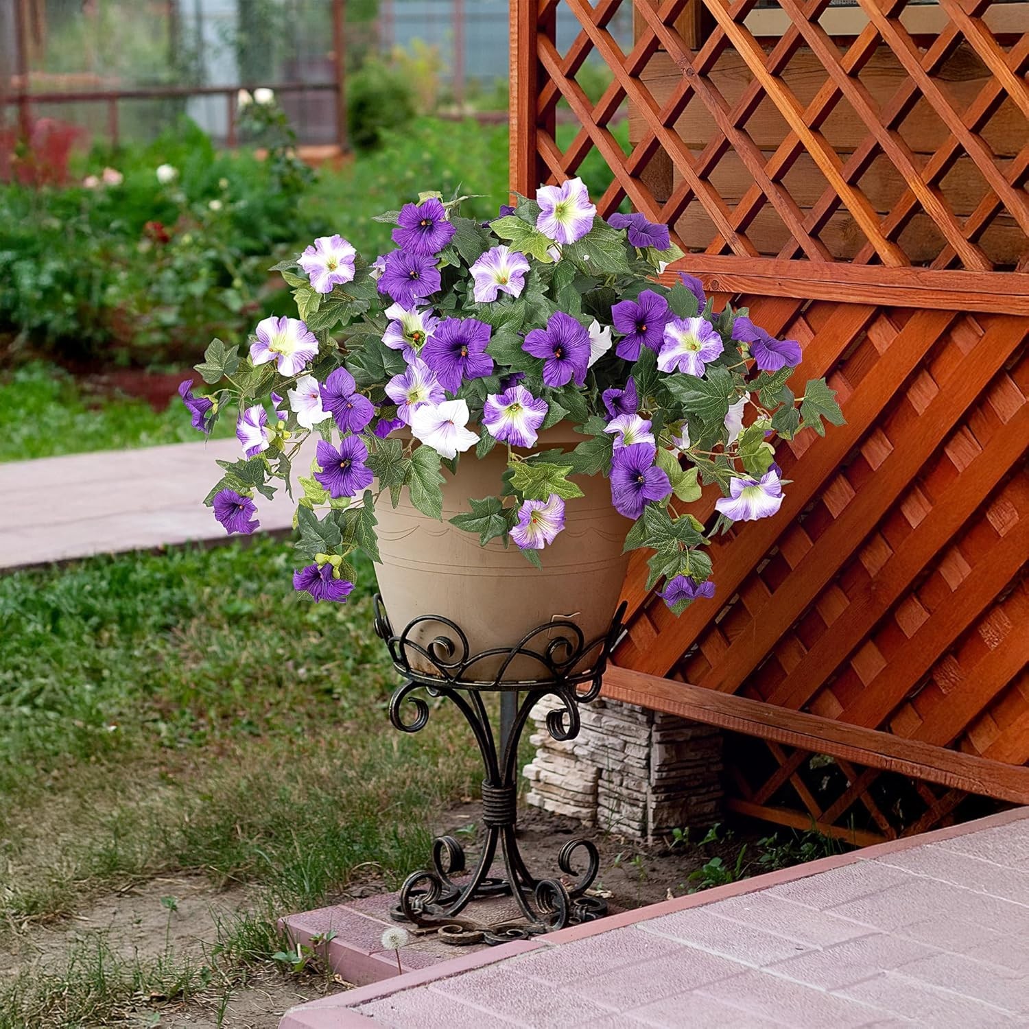 Charming 2PCS Silk Petunias – UV & Water-Resistant Faux Flowers for All Seasons