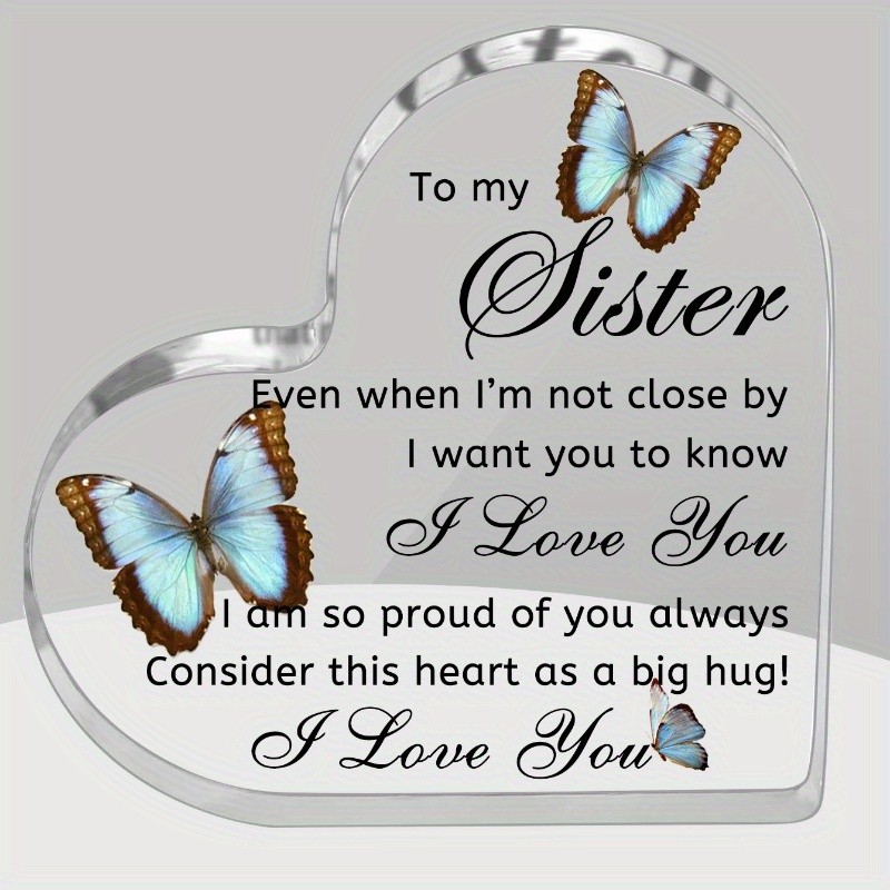 Acrylic Heart Plaque To My Sister Sibling Birthday Gift for Sister Love Keepsake