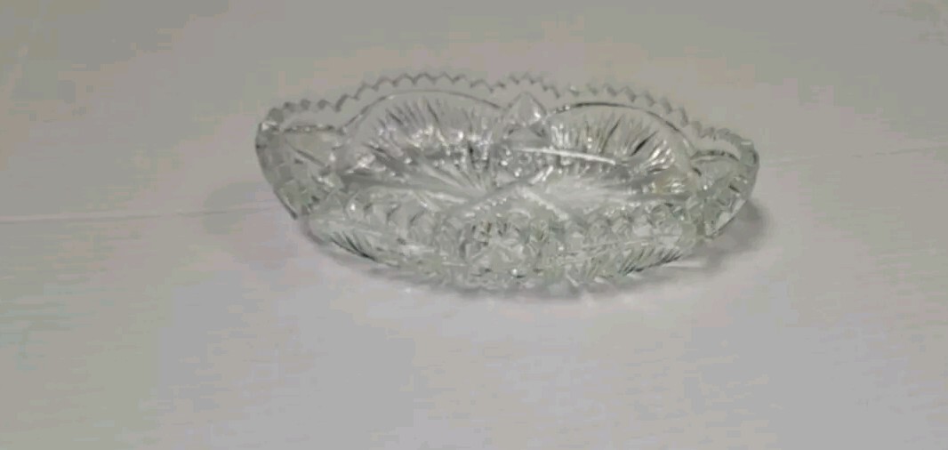 Antique Sawtooth Imperial Nucut Glass Candy Snack Condiment Dish Vintage