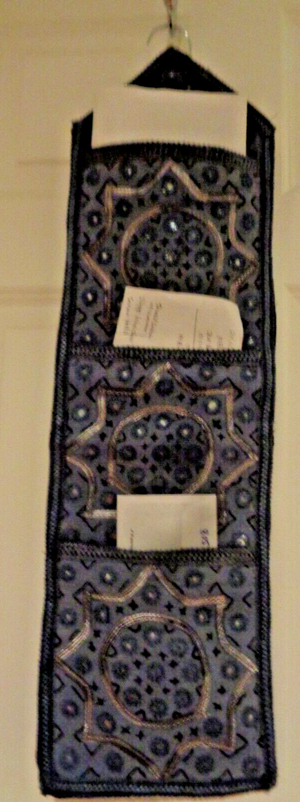 Handmade Indian/Pakistani Mirror Embroidery 3 slots Letter Holder Wall Hanging
