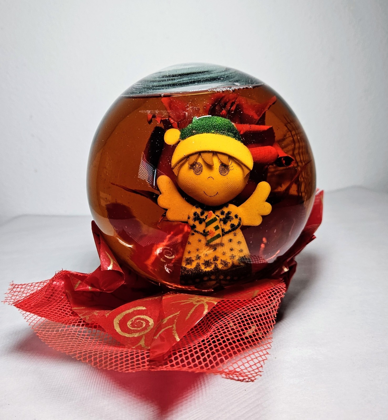 Forever Red Rose Preserved in a Glass Water Dome/Globe W/ Doll Inside 6.5″x5.5″