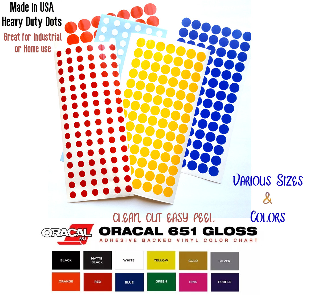 Polka dot stickers Permanent outdoor glossy vinyl decals – Pick size and color