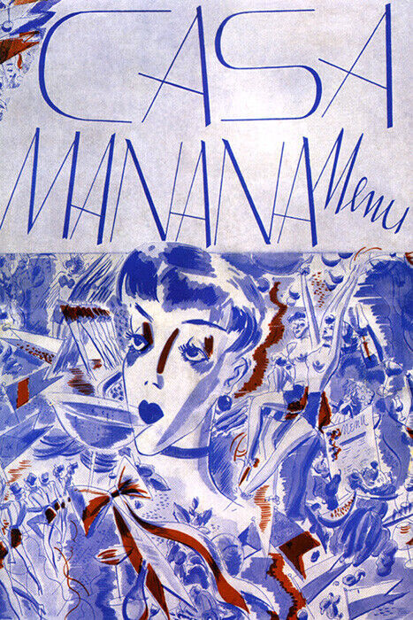 CASA MANANA SHOW GIRLS DRINKS FOOD DANCE PARTY VINTAGE POSTER REPRO