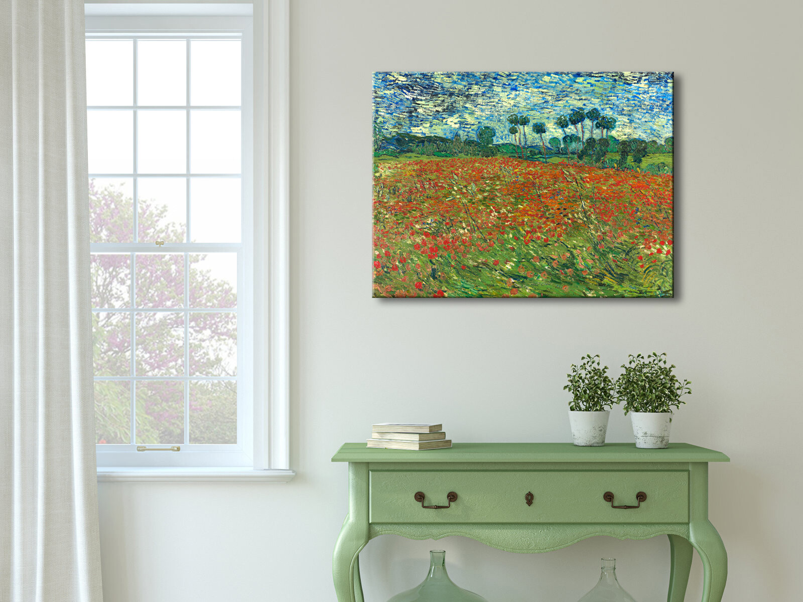 Large Poppy Field June 1890 Canvas Print of Vincent Van Gogh Wall Art Paintings