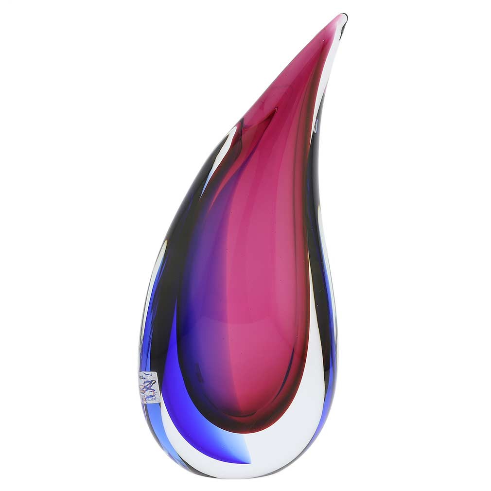 GlassOfVenice Murano Glass Sommerso Wave Vase – Rose and Blue