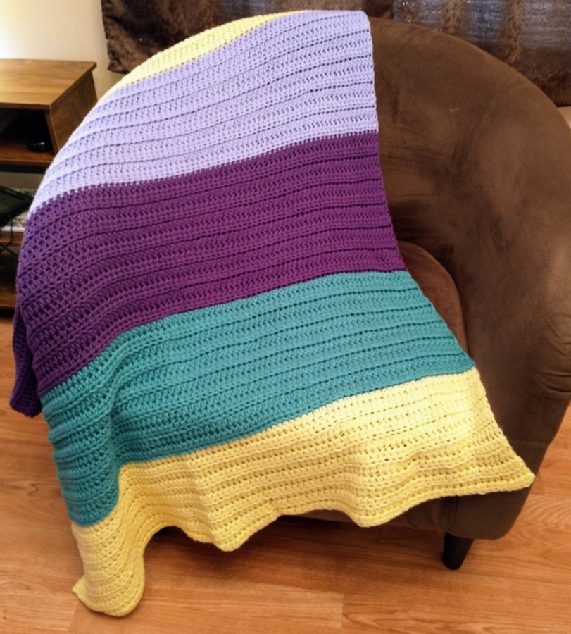 Crochet Colorblock Afghan Blanket Throw