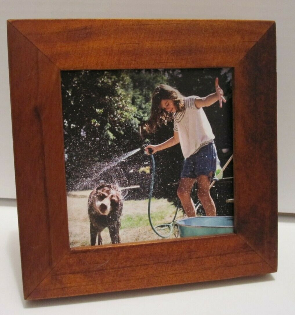 3X3 Walnut Wood Picture Photo Frame With Burlap Mat 2×2