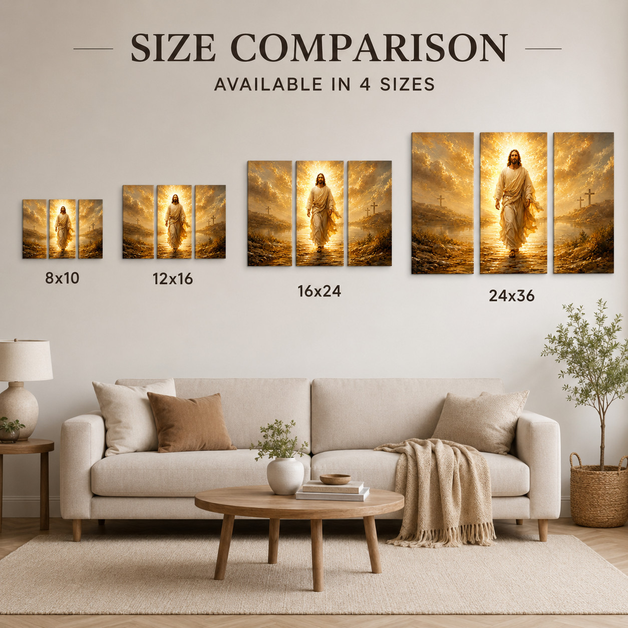 Jesus 3 Piece Canvas Wall Art Resurrection Christian Home Decor Triptych Picture