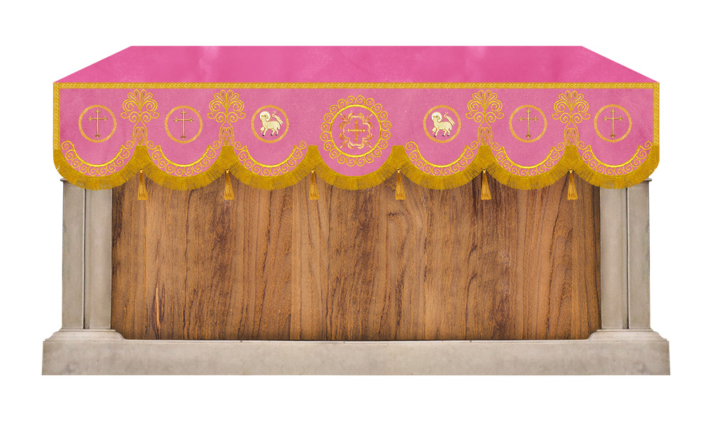 Embroidered Superfrontal Adorned with Golden Fringes for Liturgical Church use
