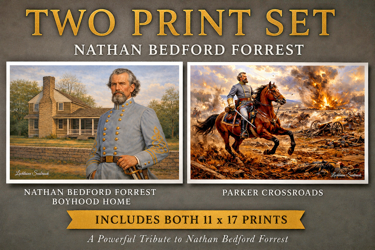 Nathan Bedford Forrest Boyhood Home and Parker Crossroads Two 11×17 Prints