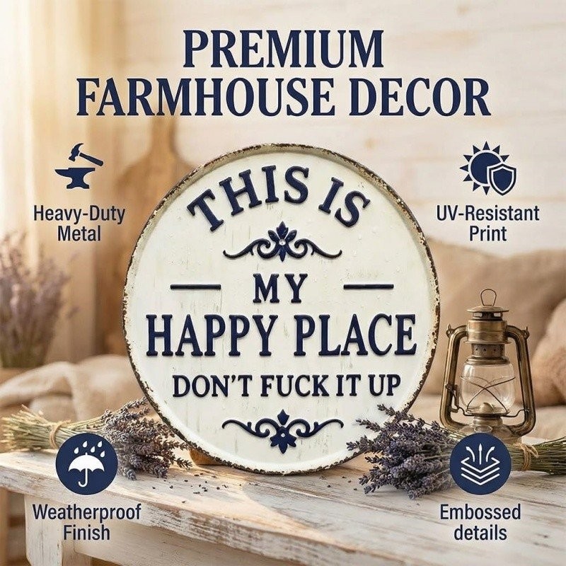 This Is My Happy Place Don’t F It Up Man Cave Metal Sign Rustic Man Cave TL