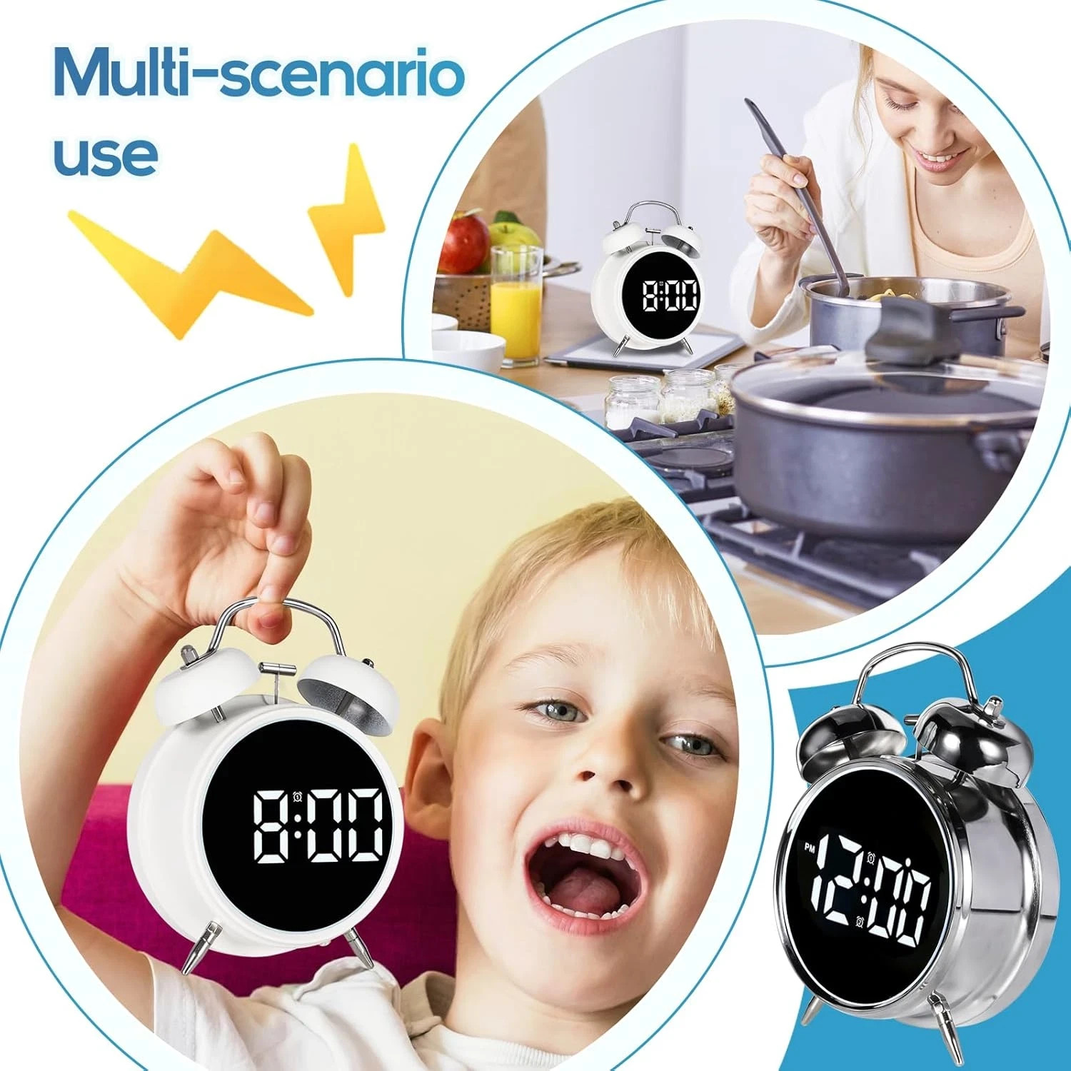 Extra Loud Alarm Clock for Heavy Sleepers Adults, Teens,Kids,Cute Retro Metal,Ol