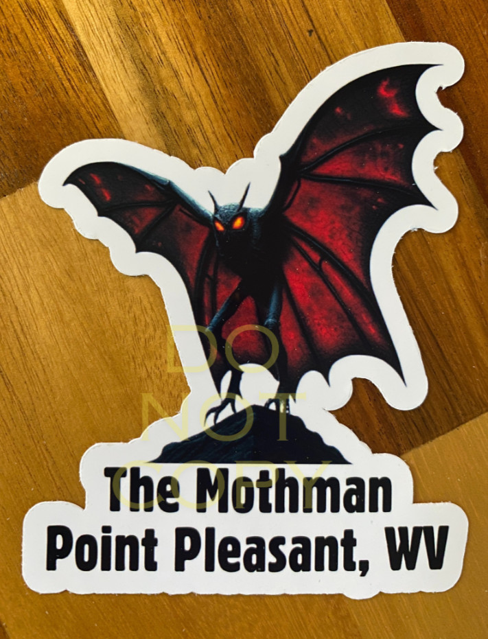 The Mothman Sticker Removable & Waterproof! Point Pleasant, WV Cryptid Monster