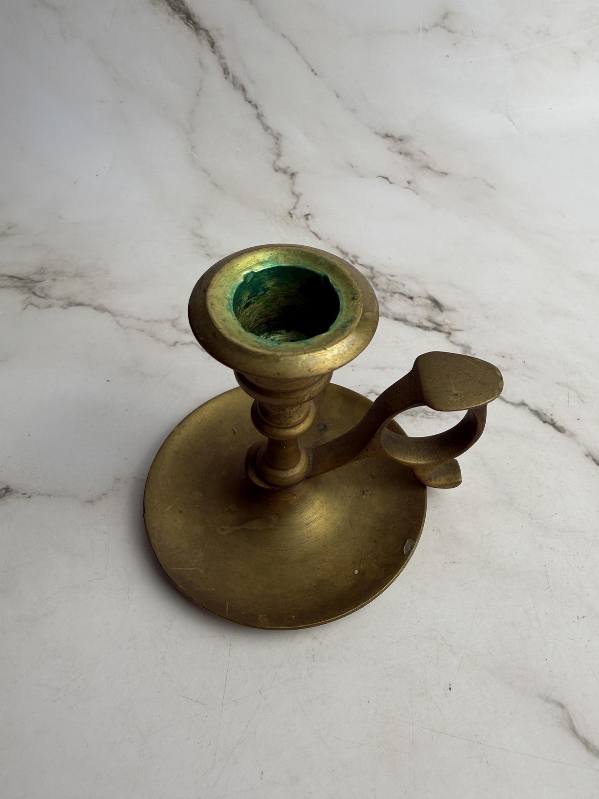 Unmarked Gold Metal Candlestick Vintage Retro Small Chamberstick Holder Decor