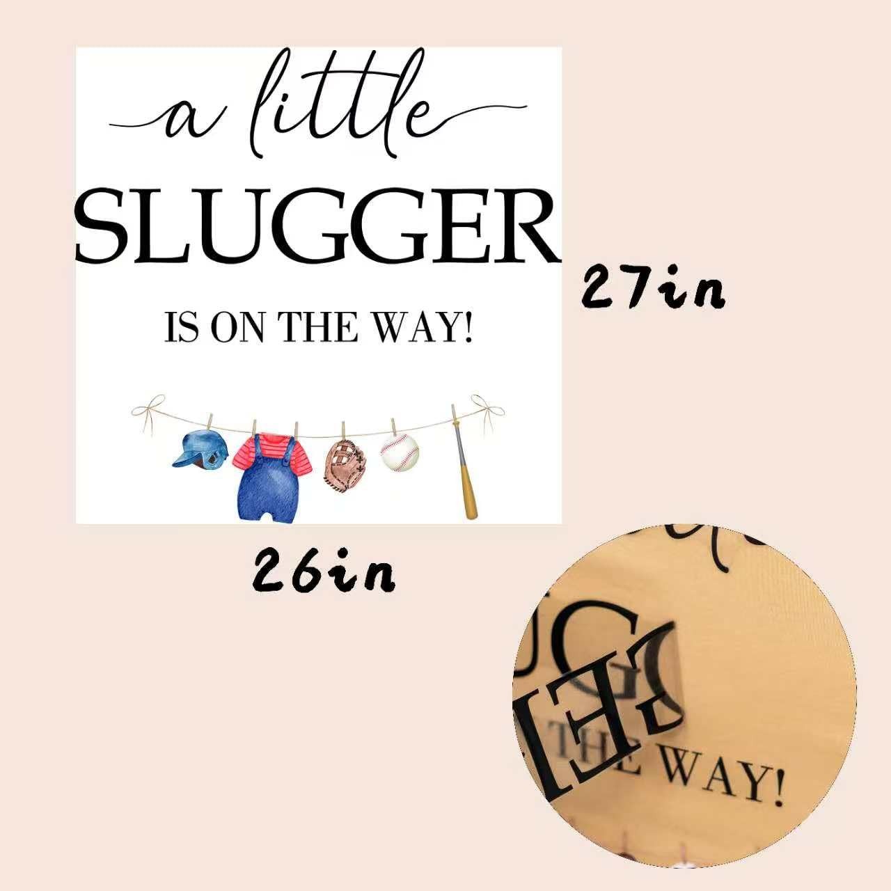 A Little Slugger is On The Way Decal – Baby Shower Backdrop Decorations, Gend…