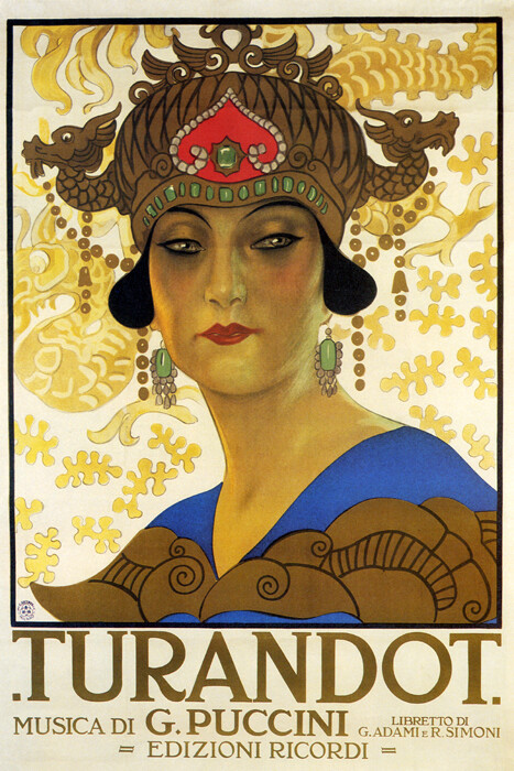 TURANDOT THEATER SHOW OPERA MUSIC BY PUCCINI ITALY ITALIA VINTAGE POSTER REPRO