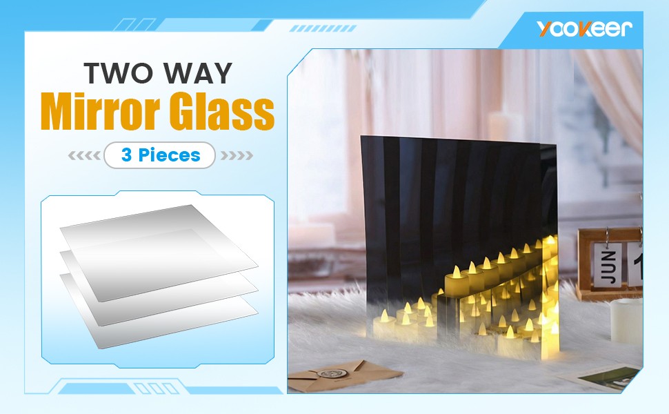 3 Pcs Two Way Mirror Glass, 18x24x0.04 Inch Acrylic Infinity See