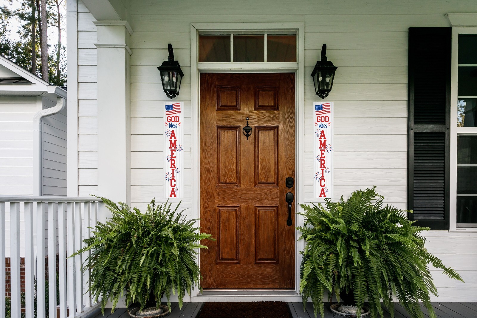 24 Inch (2 Foot Tall) God Bless America Patriotic Vertical Wood Print Sign