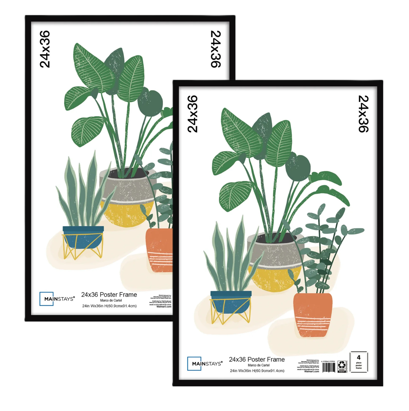 (Set of 2) Mainstays 24×36 Black Flat Profile Wall Photo Frame