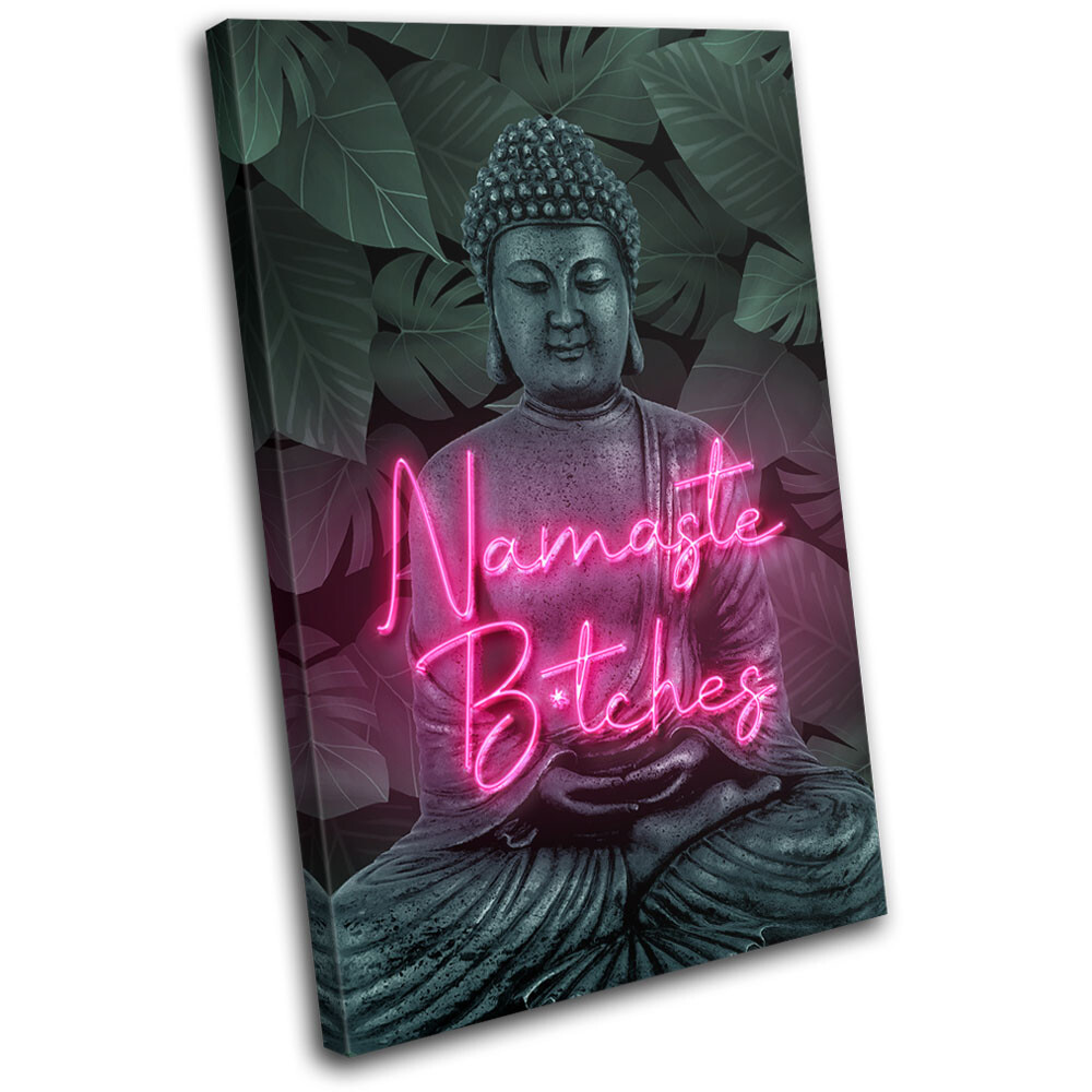 Buddha Exotic Funny Namaste Floral SINGLE CANVAS WALL ART Picture Print