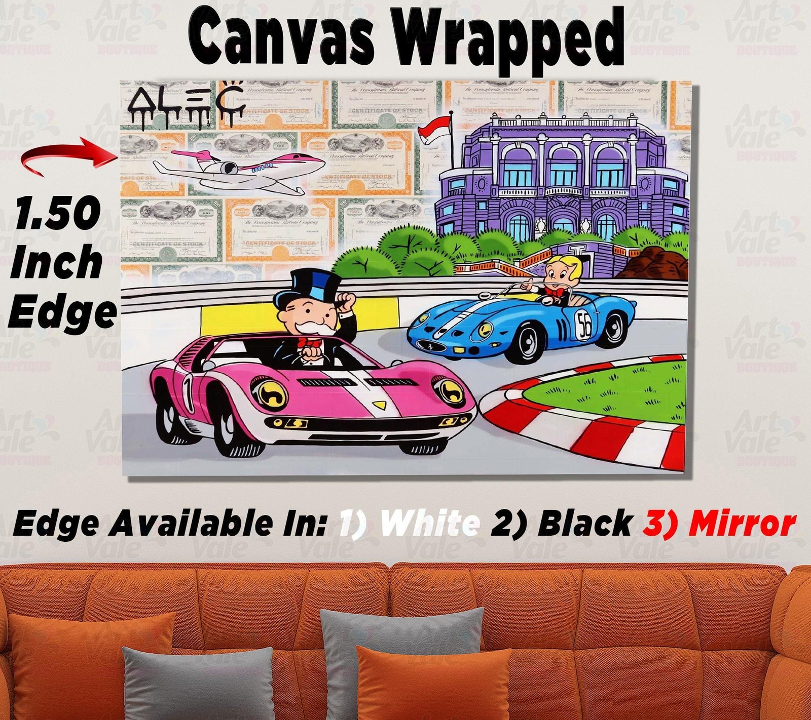 Alec Monopoly Monaco Racing Canvas Wrap Wall Decor PosterWall Art Print