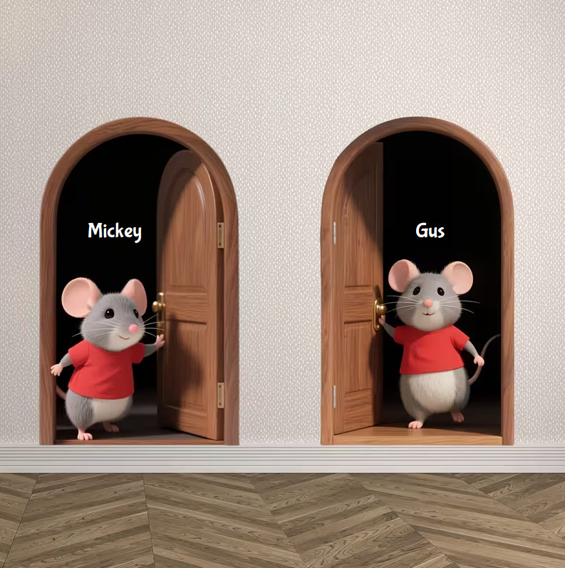 Cute Little Mouse Sticker – Mickey & Gus Removable Waterproof Matte Decal 4″ x 2