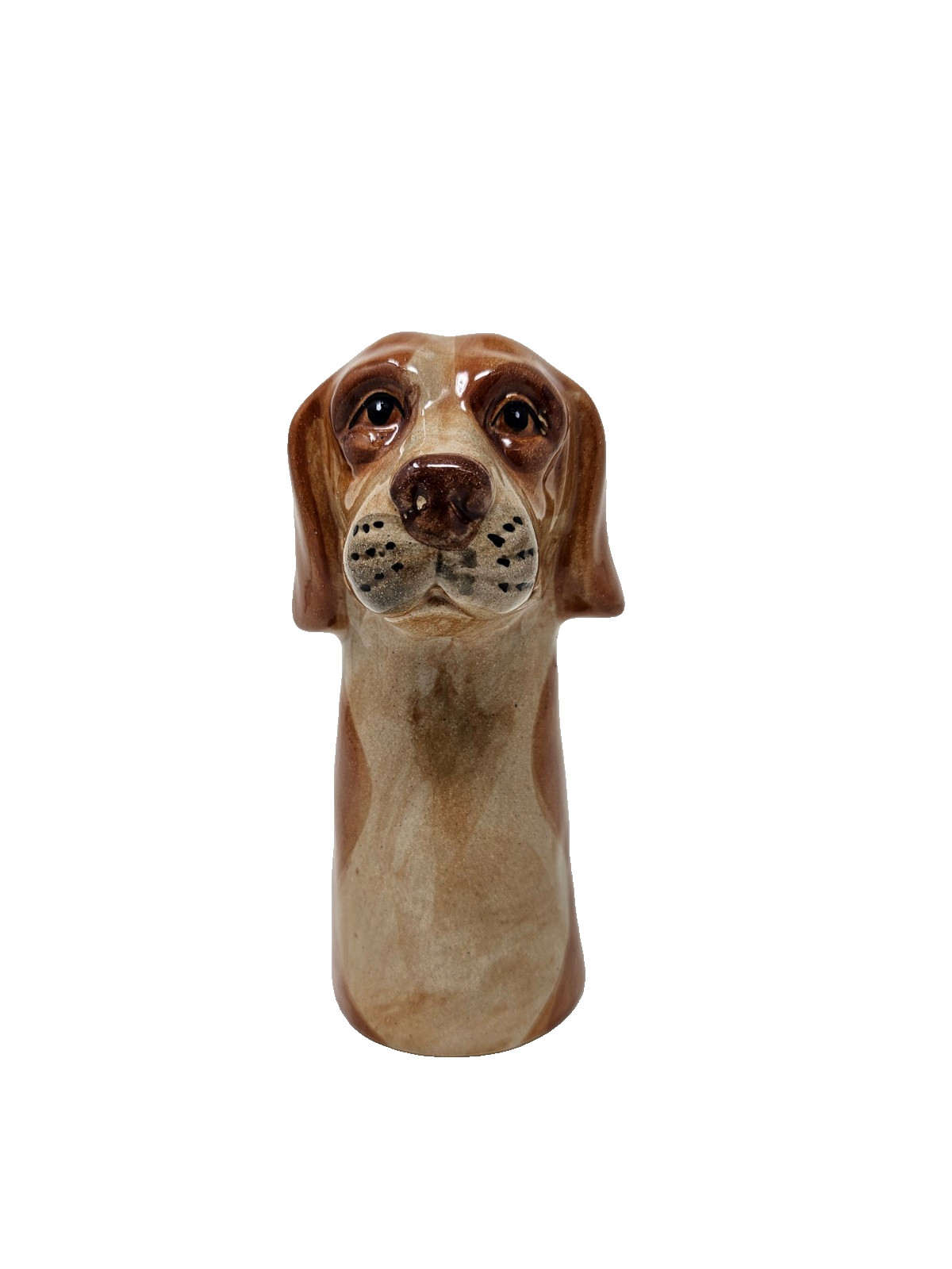 ANTHROPOLOGIE Blood Hound Dog Bud Vase Brown White Stonewear Decorative
