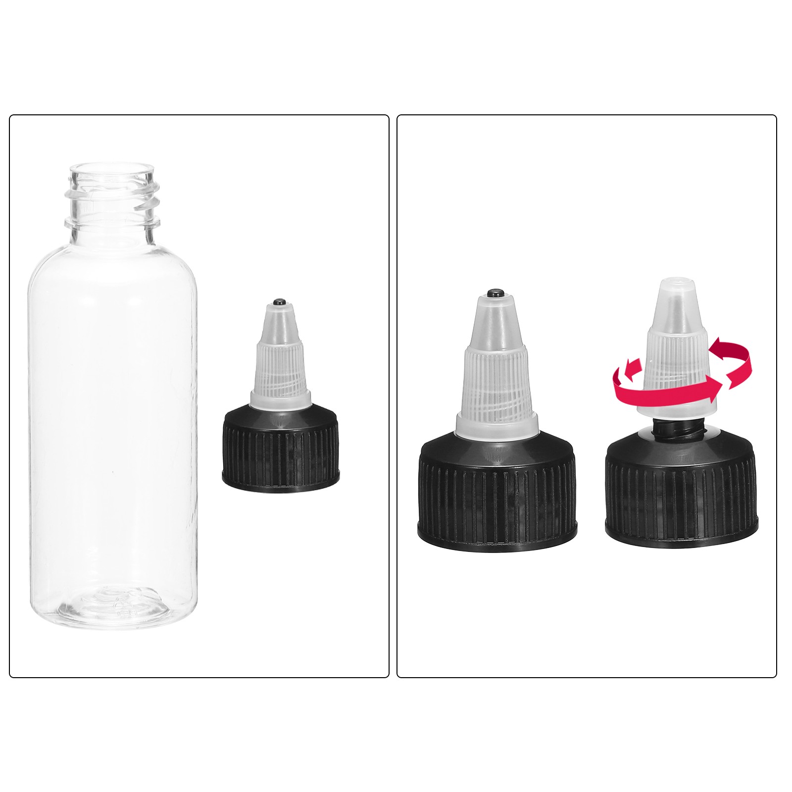 12Pcs 2oz/60ml Squeeze Bottles Clear Dispensing Bottles with Cap