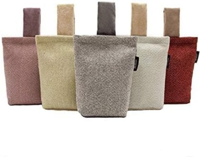 Rustic Herringbone Fabric Doorstop – Charcoal Grey, 8×7 Inches, Machine Washable