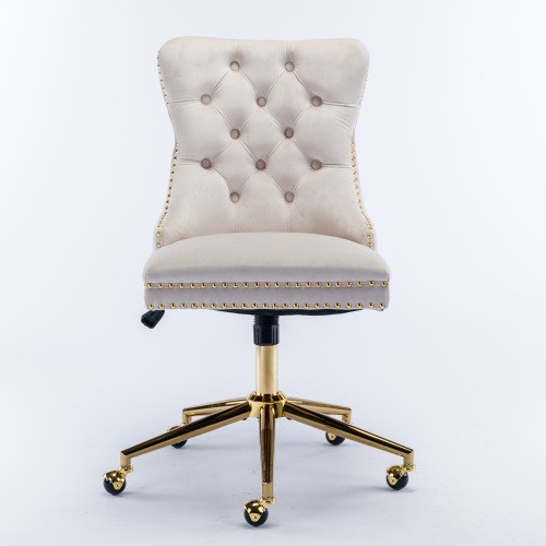 Velvet Fabric Tufted Button Home Office Chair, Adjustable Office Chair Swivel Of