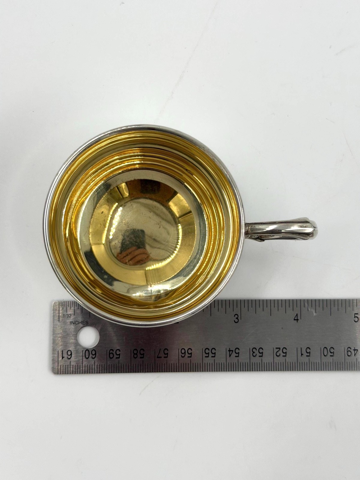 Sterling Silver Baby Cup Vintage WEB 925 Gold Wash Christening Mug