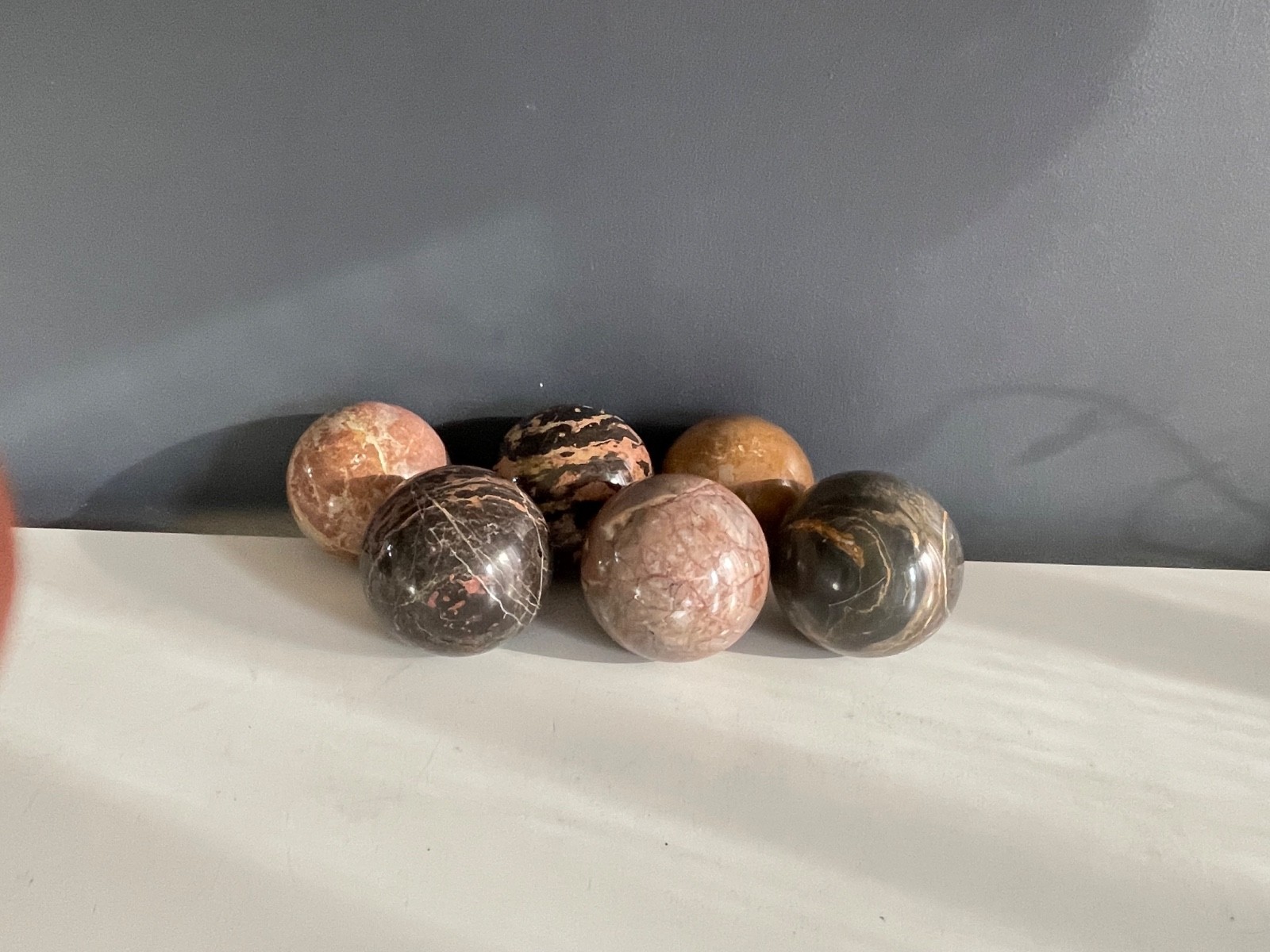 Set of 6 Polished Marble Stone Spheres 4” Decorative Orbs Natural Veined Art Dis
