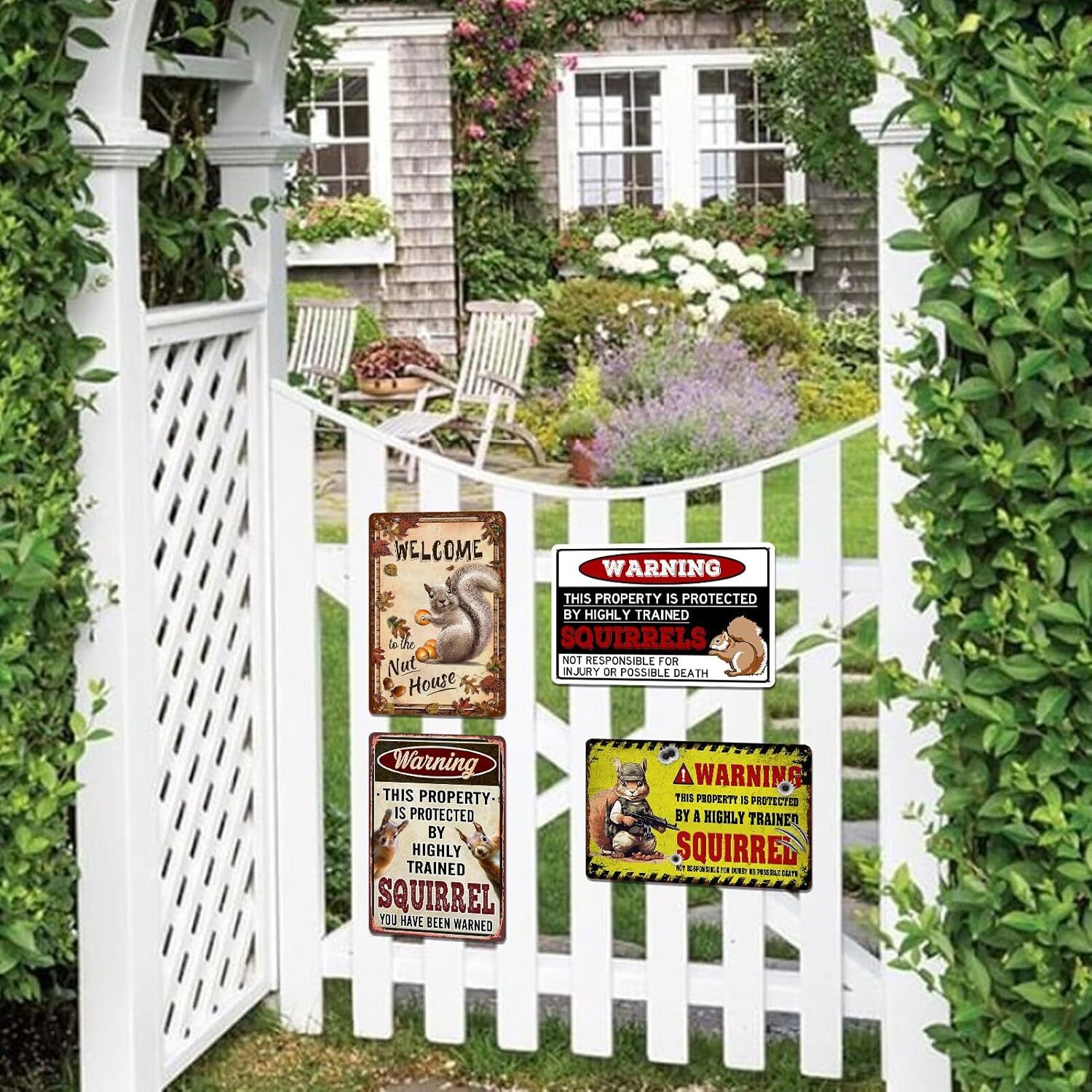 Funny Squirrel Tin Metal Signs 8×12 Inches for Outdoor Yard Garden Decor – Anima