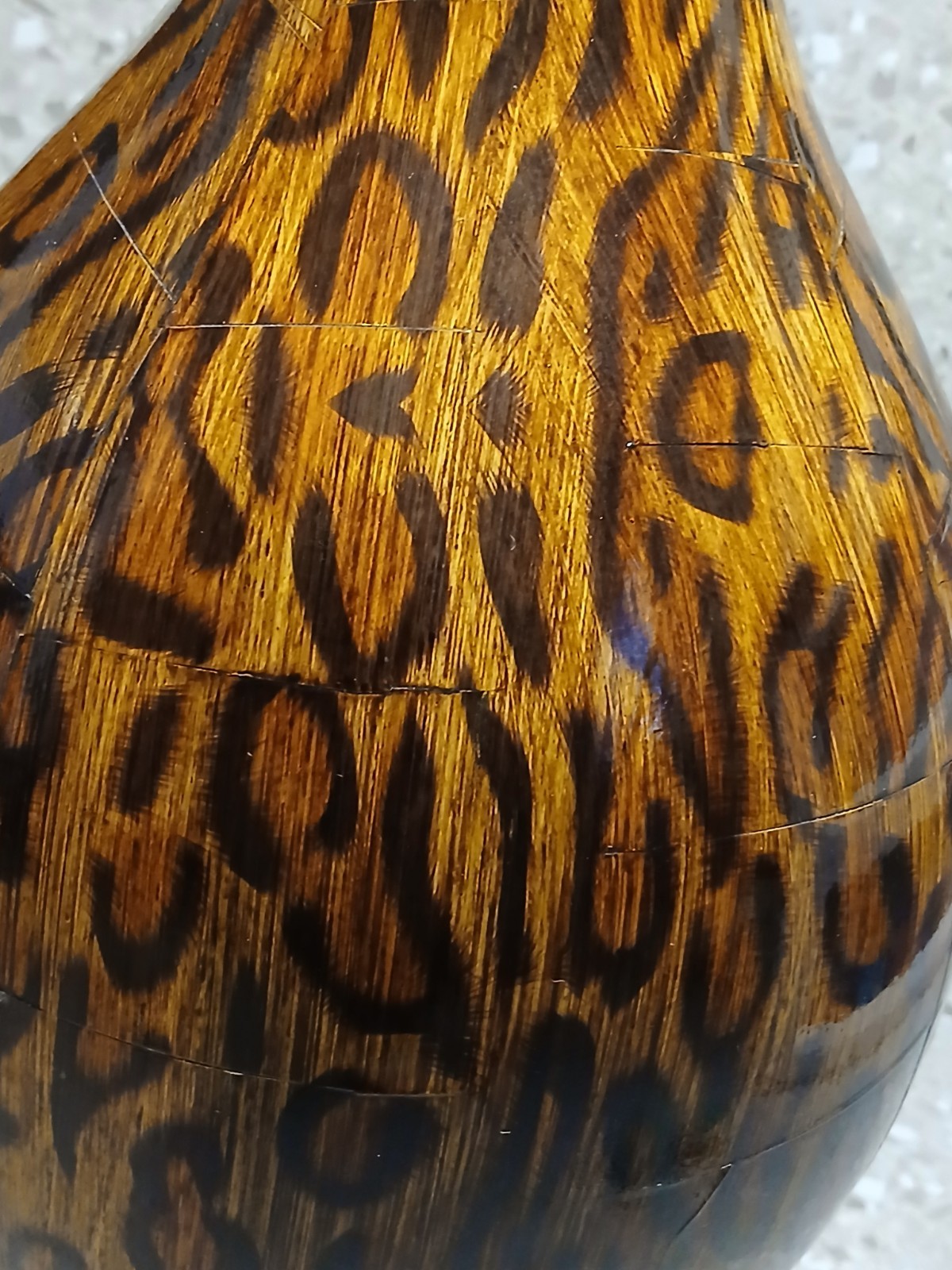 Leopard Print Safari Tall Vase With Mettal Scroll 18-inch Tall 8 Inch Wide