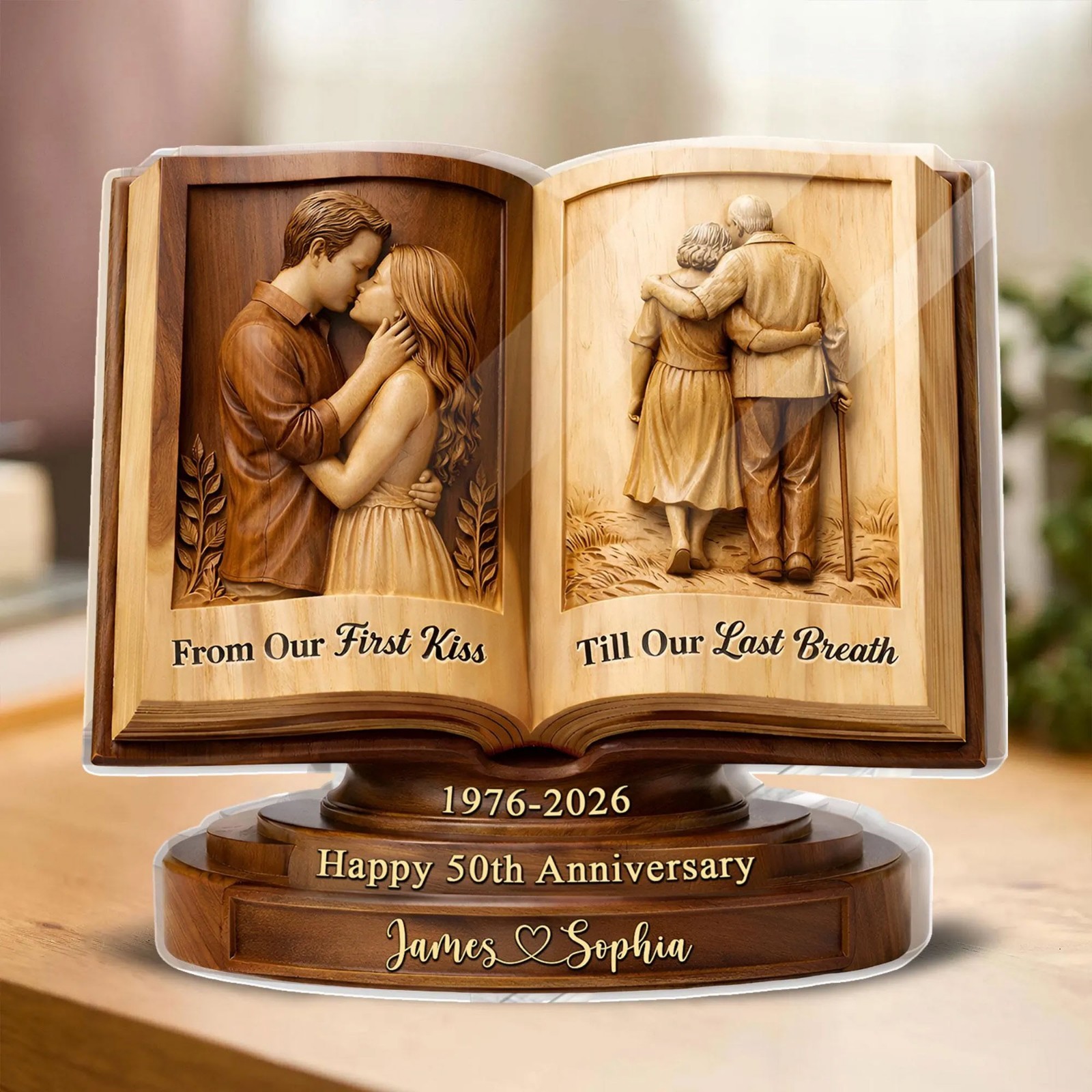 Personalized 50th Anniversary Acrylic Plaque Gift for Parents Golden Wedding