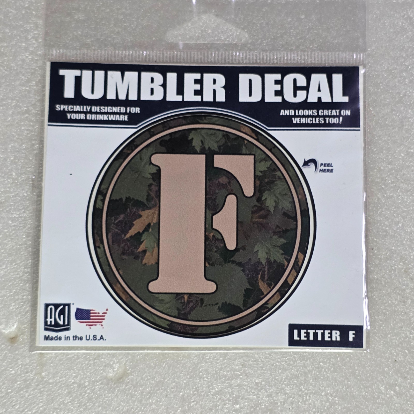 Tumbler Decal Letter F Camouflage Vehicle Car Window Sticker New