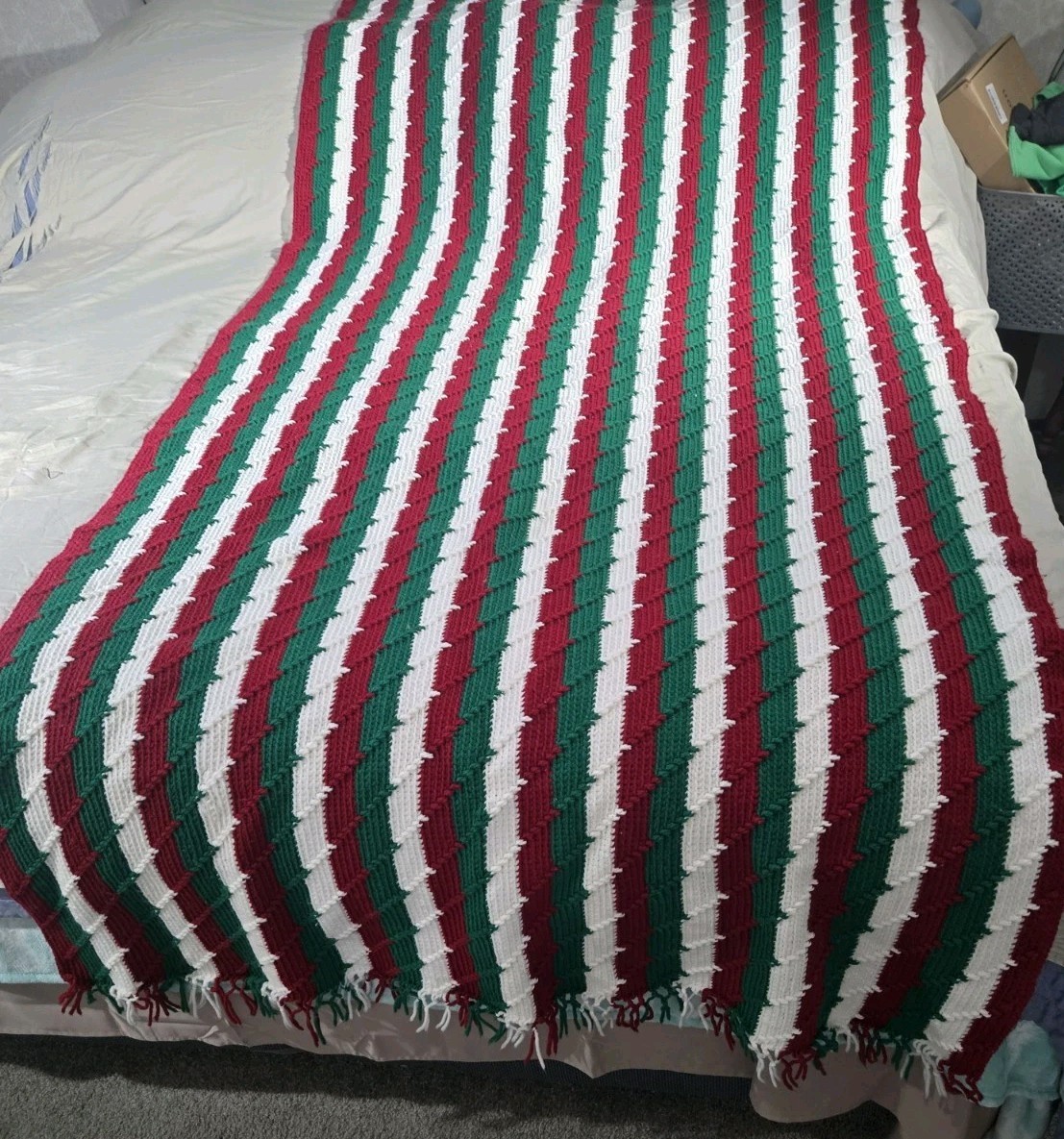SALE!Crocheted Christmas/Holiday Afghan! Beautiful! Makes A Wonderful Gift!