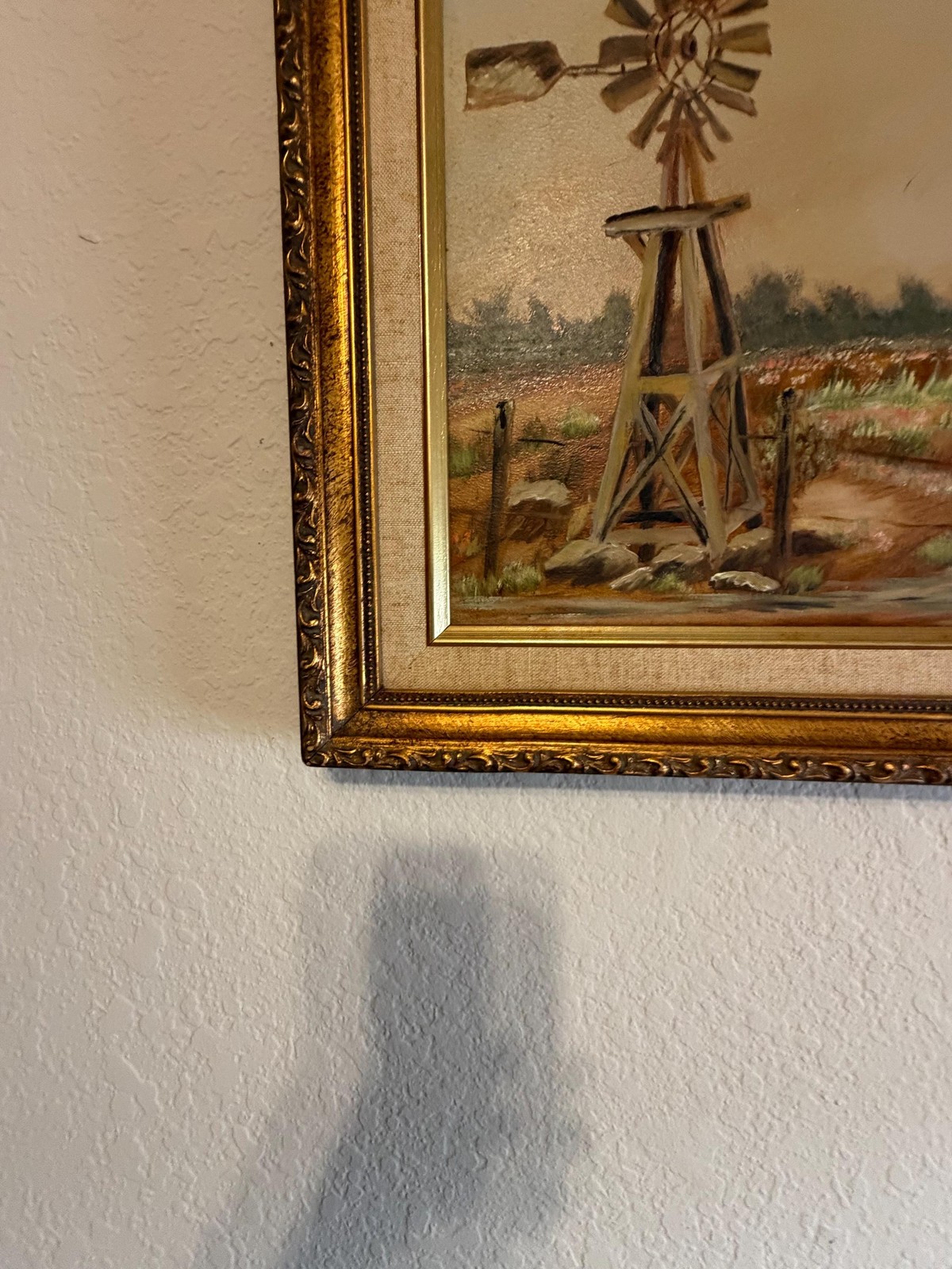 Vintage Oil Painting Signed Iva Frazier Windmill Barn Farm Landscape