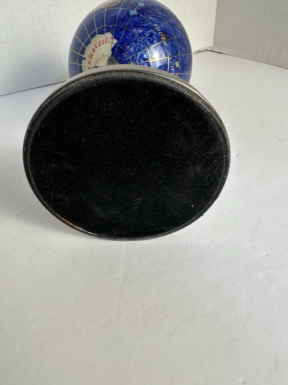 Vintage simi precious stones Mini Globe 4 In In Diameter 9 In Tall Silver Base