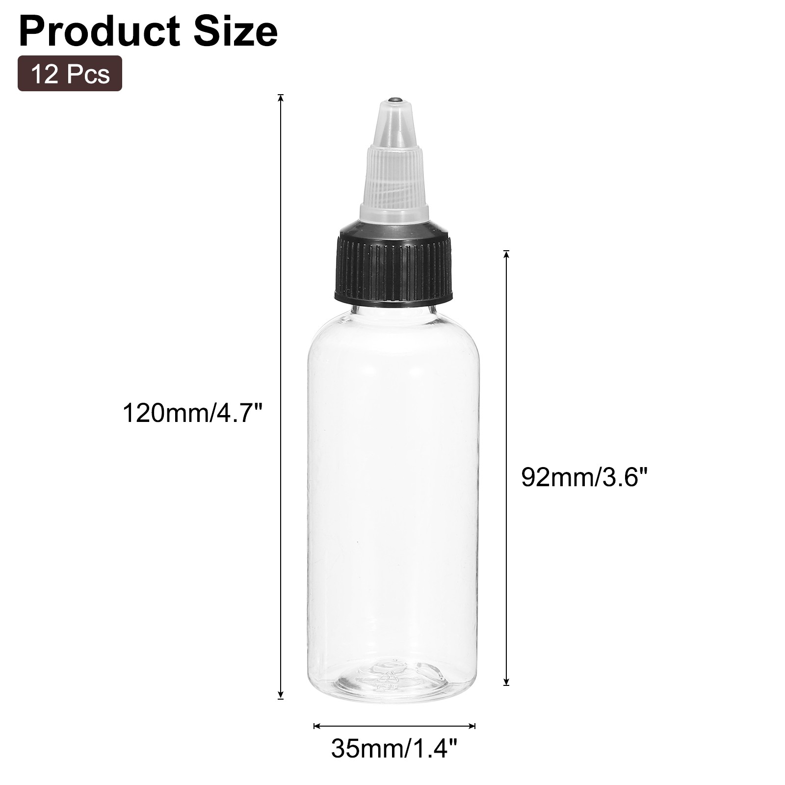 12Pcs 2oz/60ml Squeeze Bottles Clear Dispensing Bottles with Cap