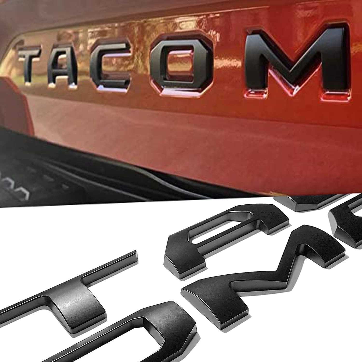 Tacoma 2016-2023 3D Tailgate Insert Letters – Matte Black Emblems