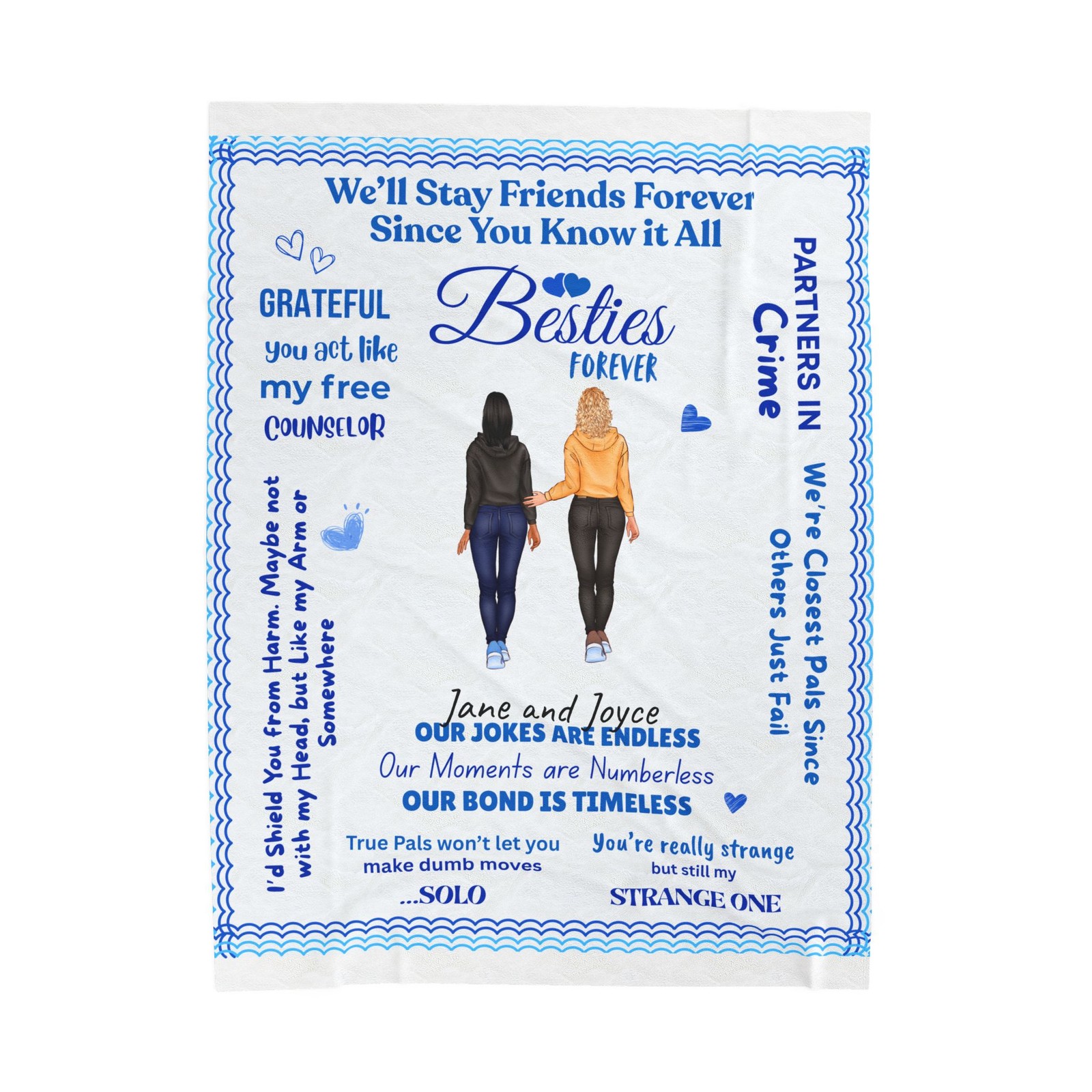 Besties Forever Blanket | Personalized Friendship Velveteen Throw