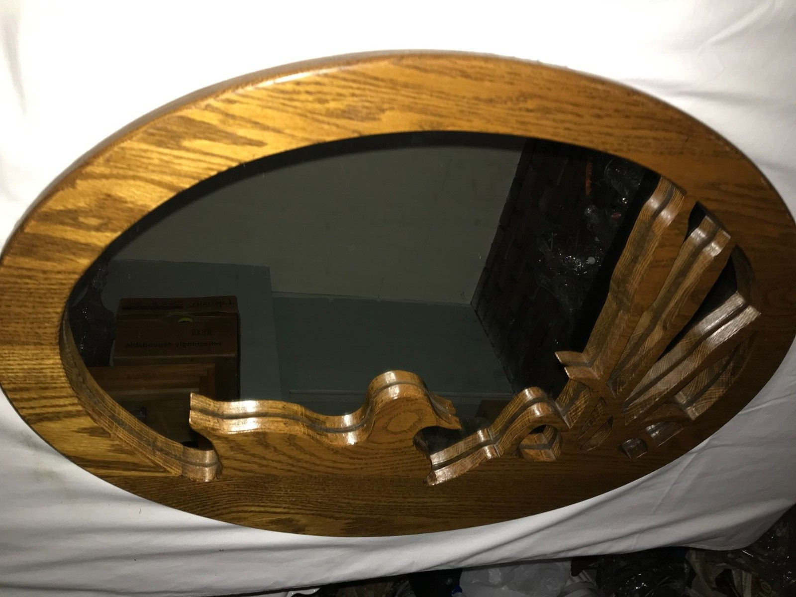 3D DUCK & CATTAILS Cutout HARDWOOD Wall Accent MIRROR Wood OVAL FRAME 26¾”x19¼”