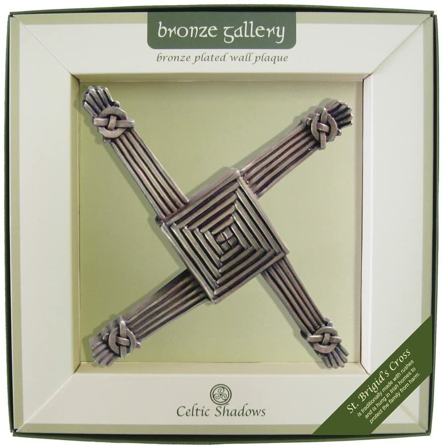 St Brigid Cross Wall Plaque Celtic Design Bronze Plated Irish Home Decor 7.9×7.9