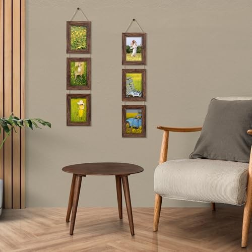 4×6 Collage Picture Frames Set of 2, Rustic Wooden Real 4×6 in Distressed Brown