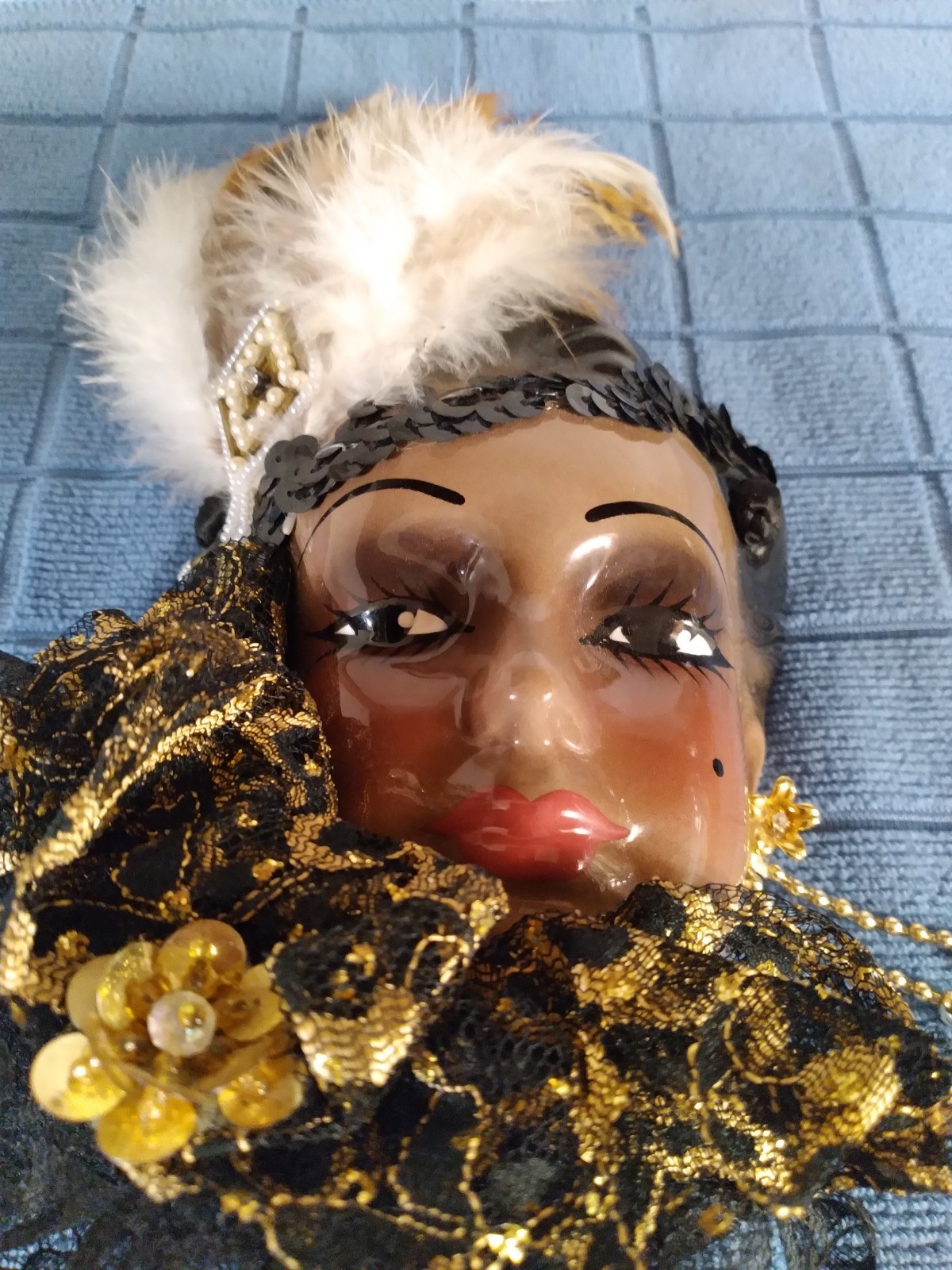 HTF Unique Creations Lady Face Mask Wall Art Hanging Signed #ERD Limited Edition